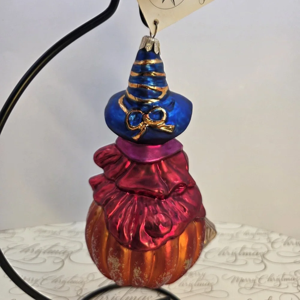 Christopher Radko Sit A Spell Witch Pumpkin Cat Halloween Ornament 1999 99-081-0